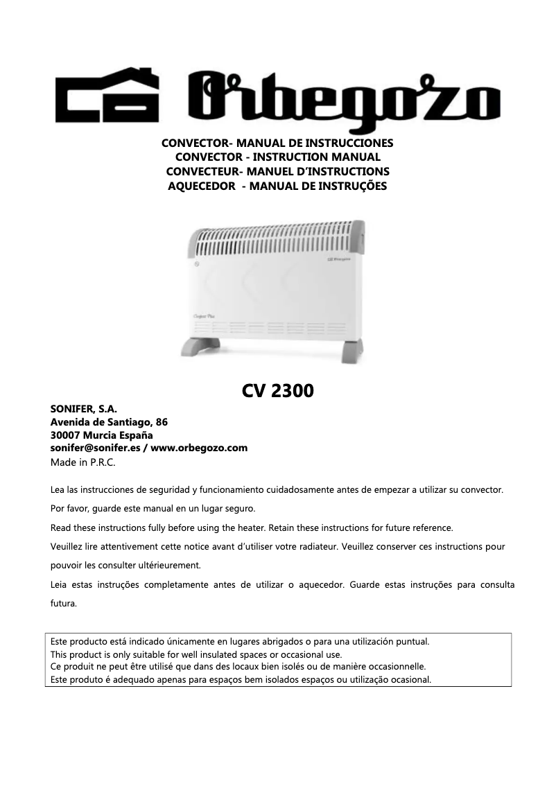 Image de la première page du manuel de l'appareil CV 2300 A