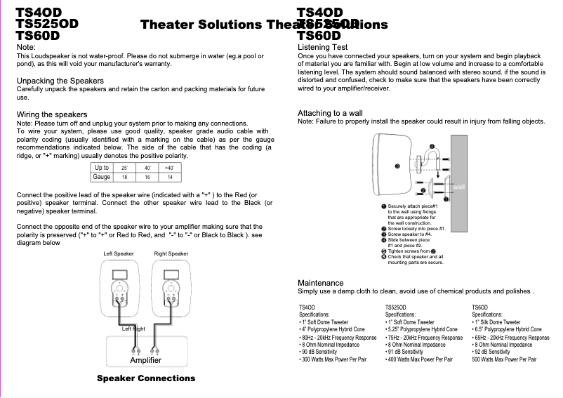Page n°1 - Manuel utilisateur Theater Solutions TS525OD