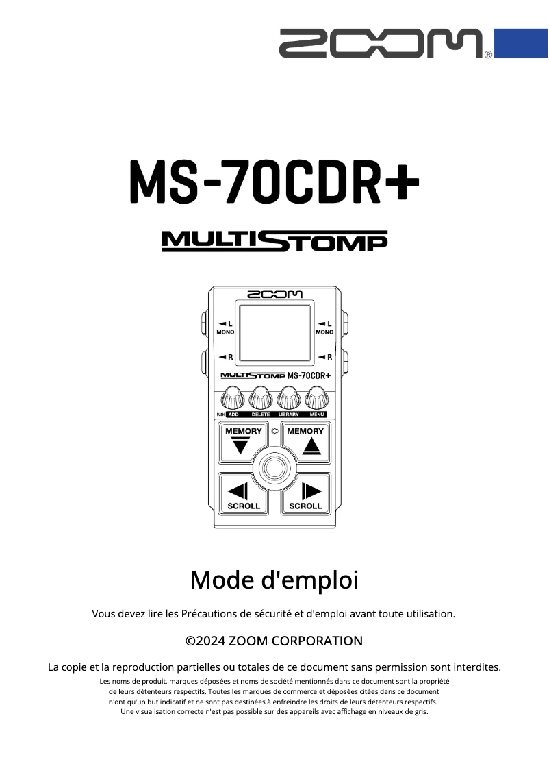 Image de la première page du manuel de l'appareil MS-70CDR+