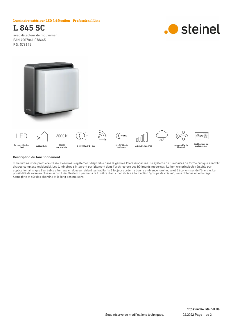 Image de la première page du manuel de l'appareil L 845 SC