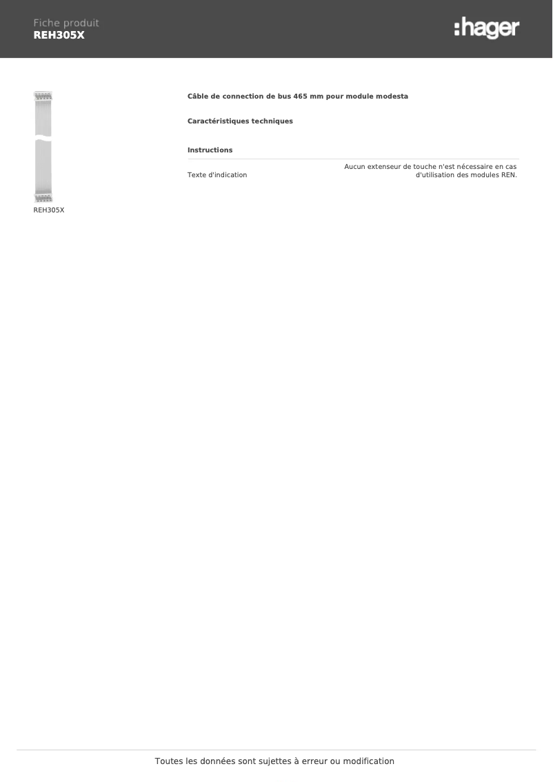Page n°1 - Fiche technique Elcom REH305X