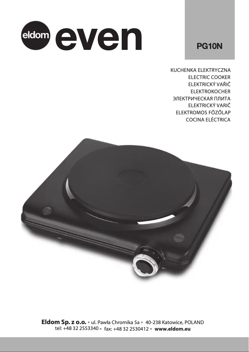 Page 1 de la notice Manuel utilisateur Eldom Even PG10N
