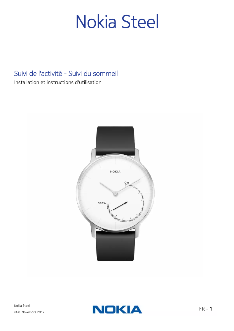Page 1 de la notice Guide d'installation Nokia Steel