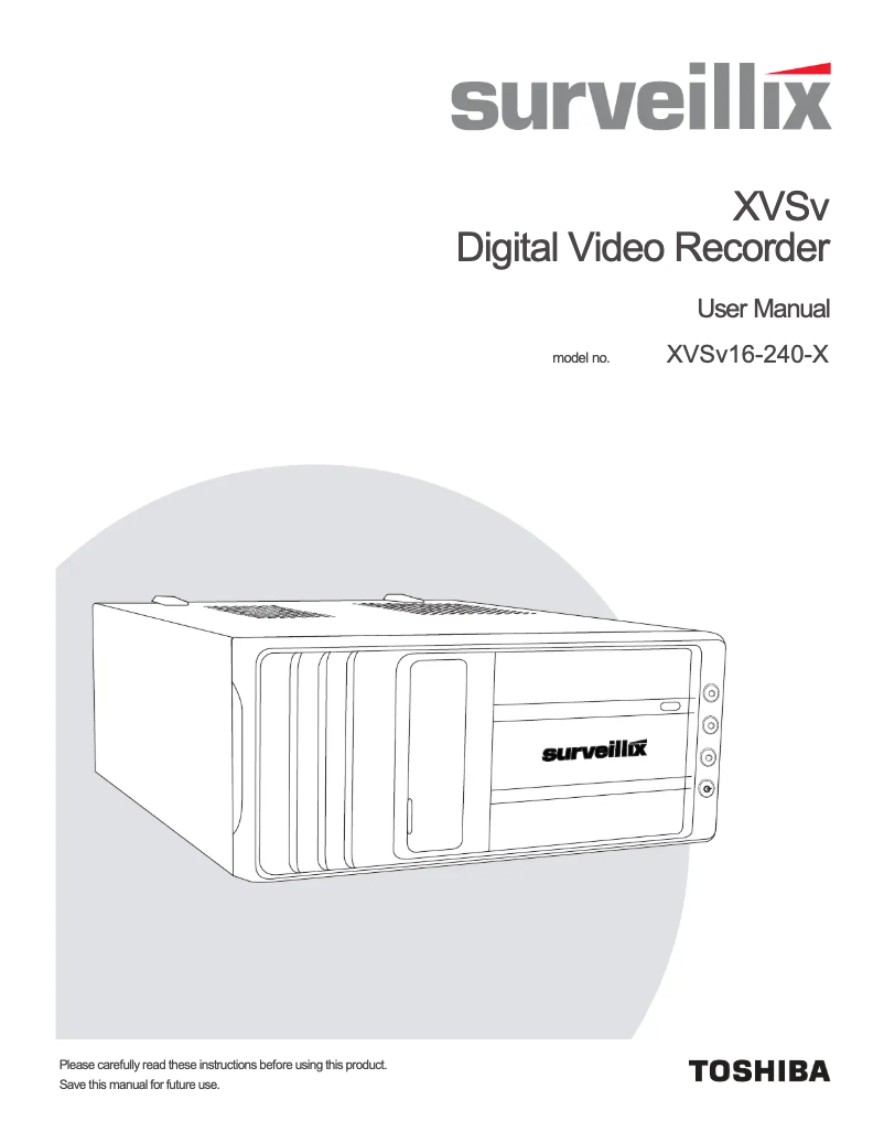 Page 1 de la notice Manuel utilisateur Toshiba XVSV