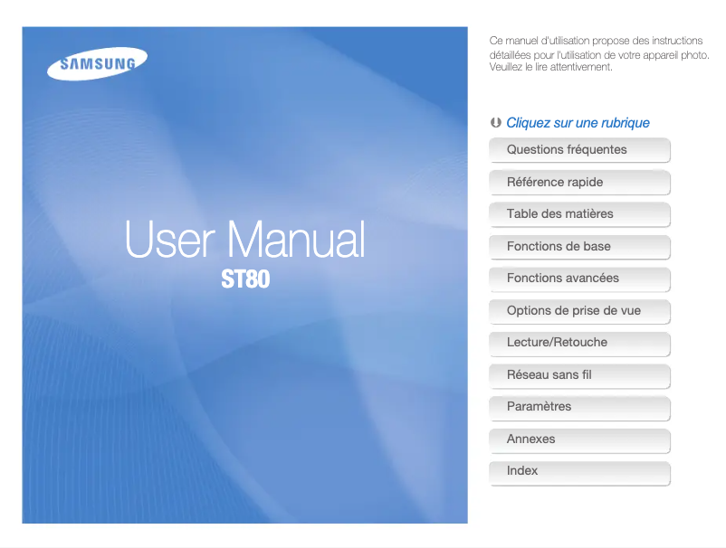 Page 1 de la notice Manuel utilisateur Samsung ST80
