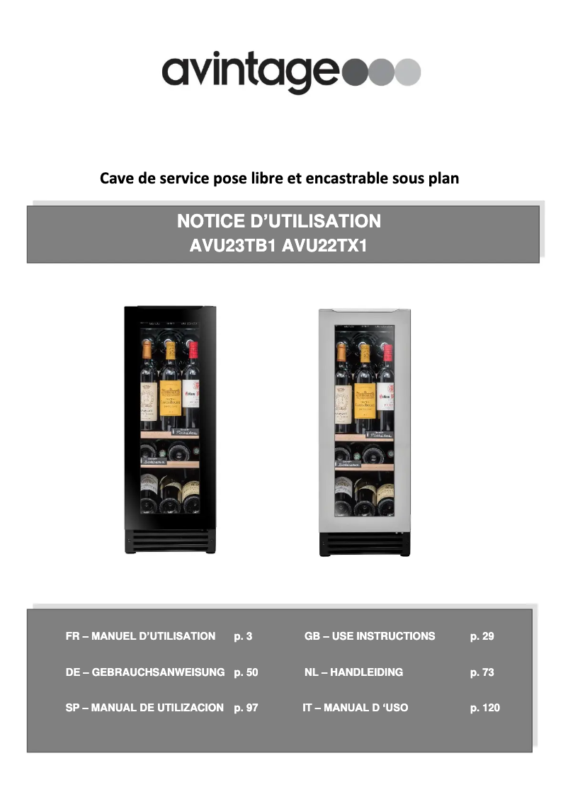 Image de la première page du manuel de l'appareil AVU22TX1