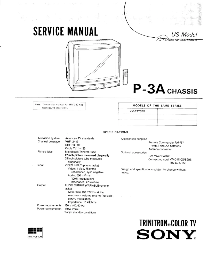 Image de la première page du manuel de l'appareil KV-27TS25
