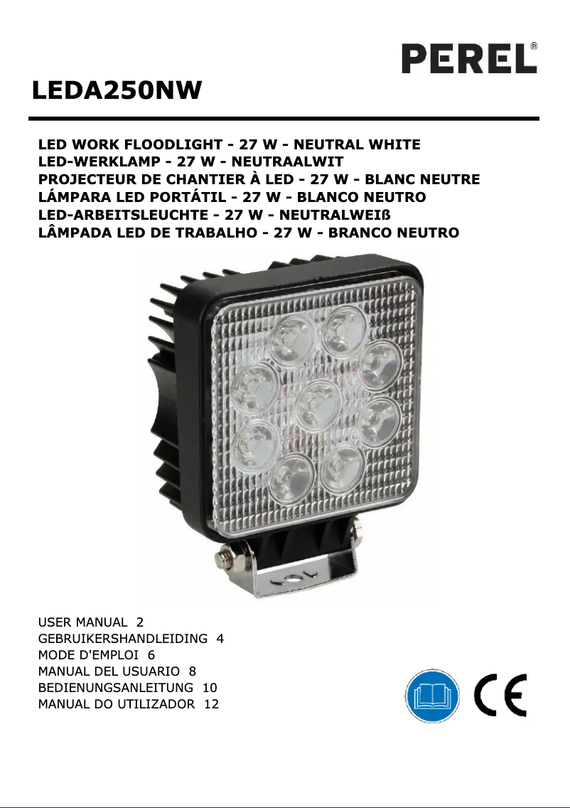 Page 1 de la notice Manuel utilisateur Perel LEDA250NW