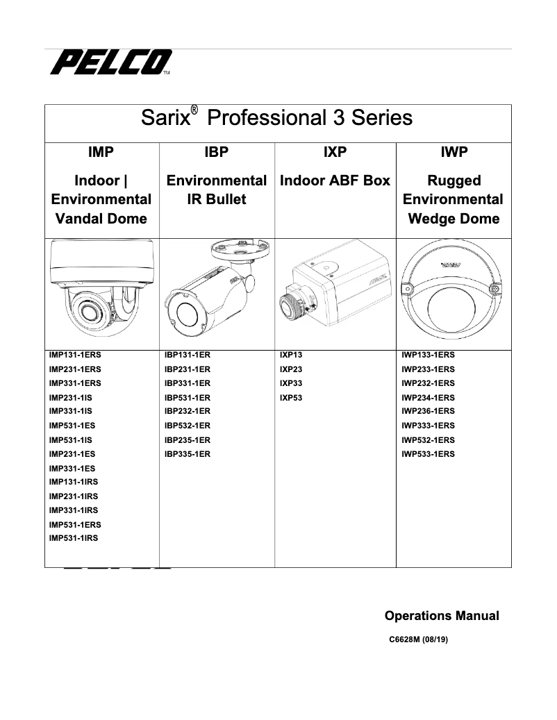 Page n°1 - Manuel utilisateur Pelco Sarix Professional IWP133-1ERS