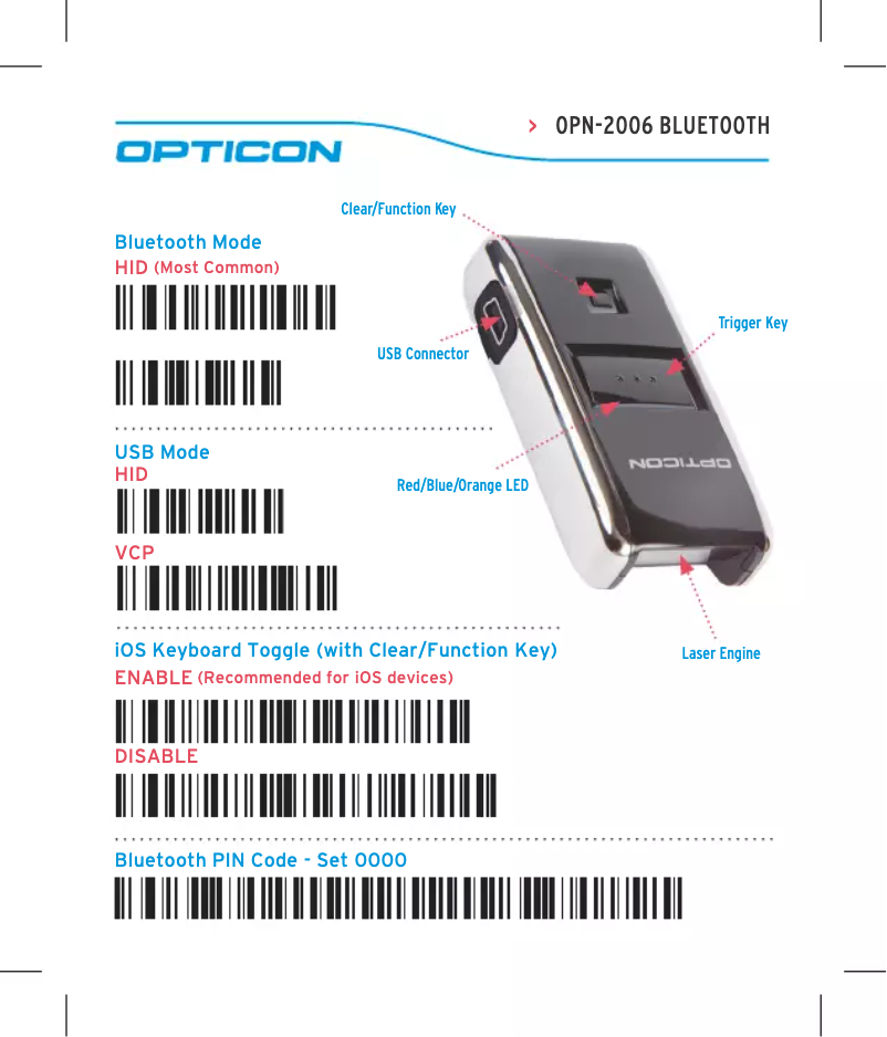 Page 1 de la notice Manuel utilisateur Opticon OPN-2006