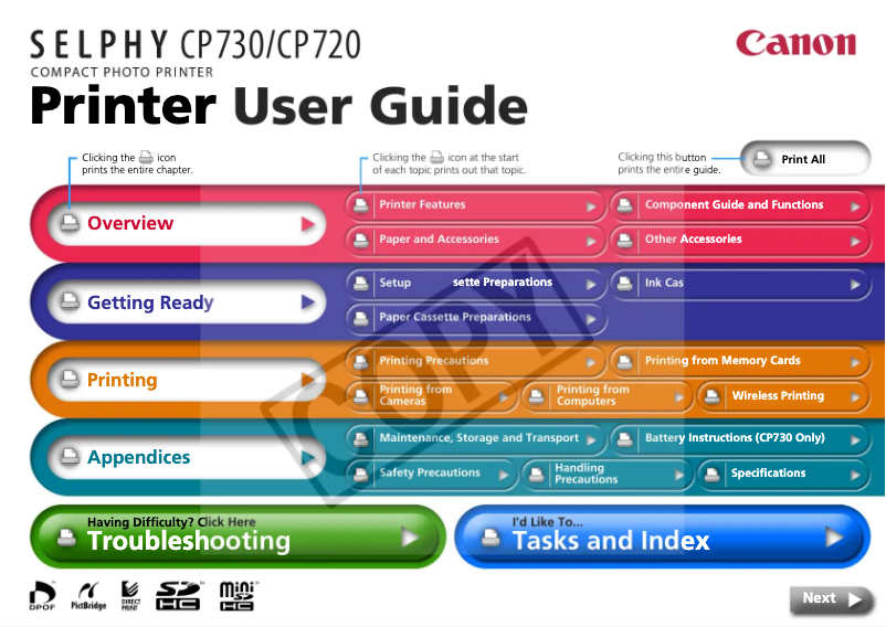 Page n°1 - Manuel utilisateur Canon Selphy CP730