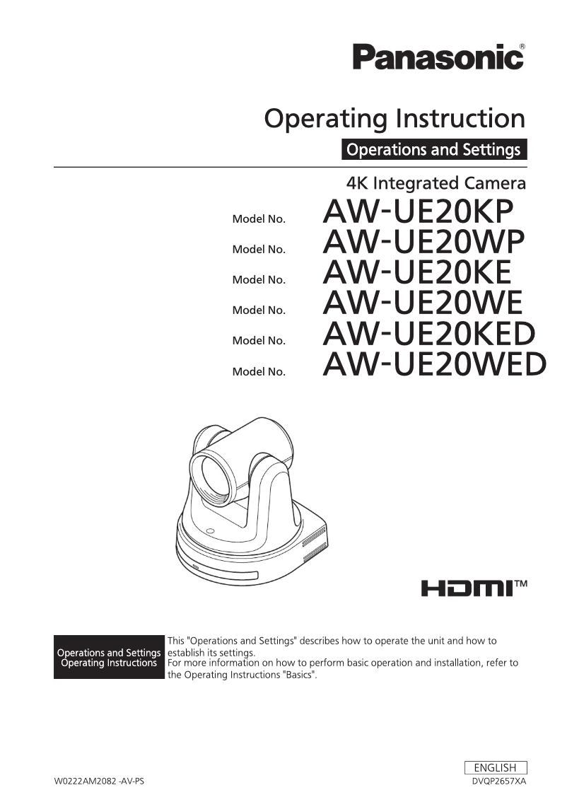 Page 1 de la notice Manuel utilisateur Panasonic AW-UE20
