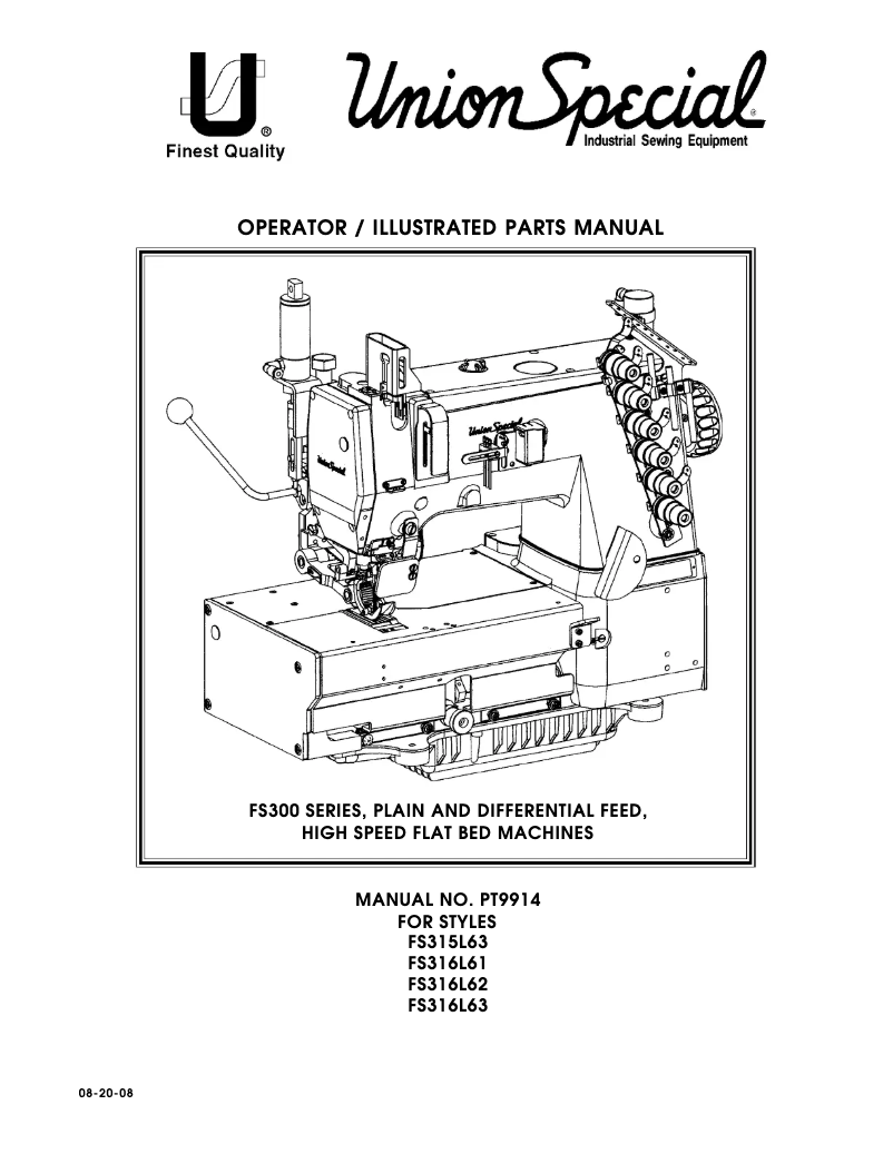 Page n°1 - Manuel utilisateur Union Special FS316L63