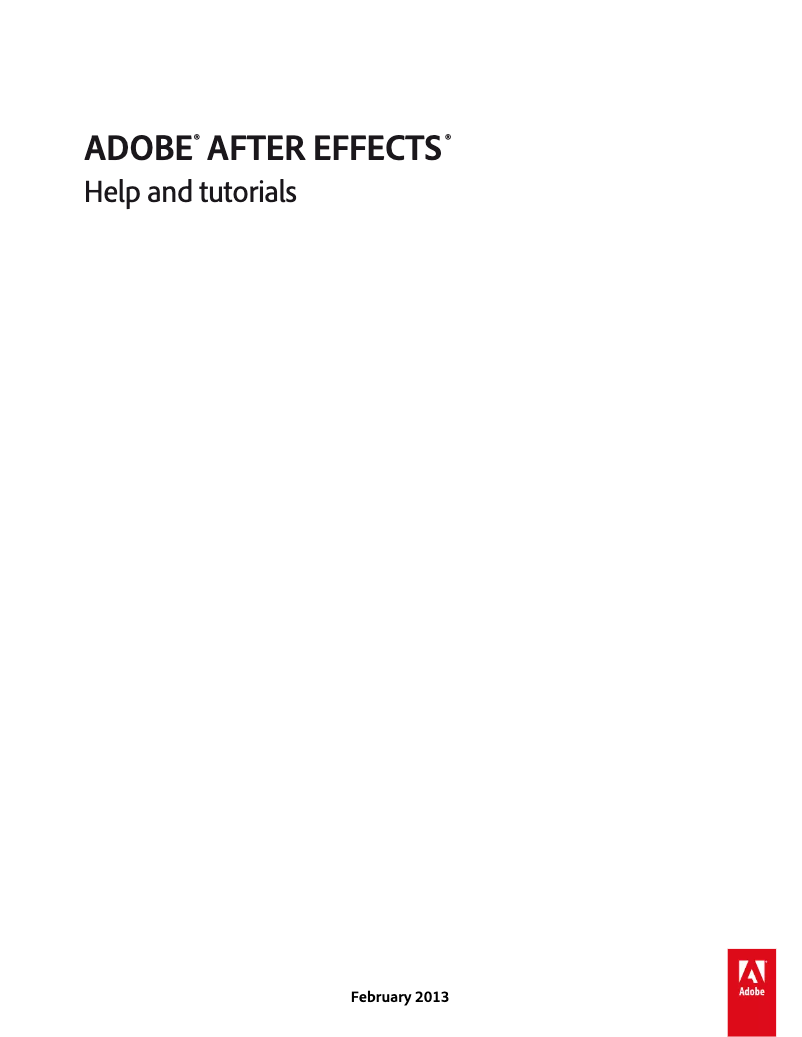 Image de la première page du manuel de l'appareil After Effects CS6