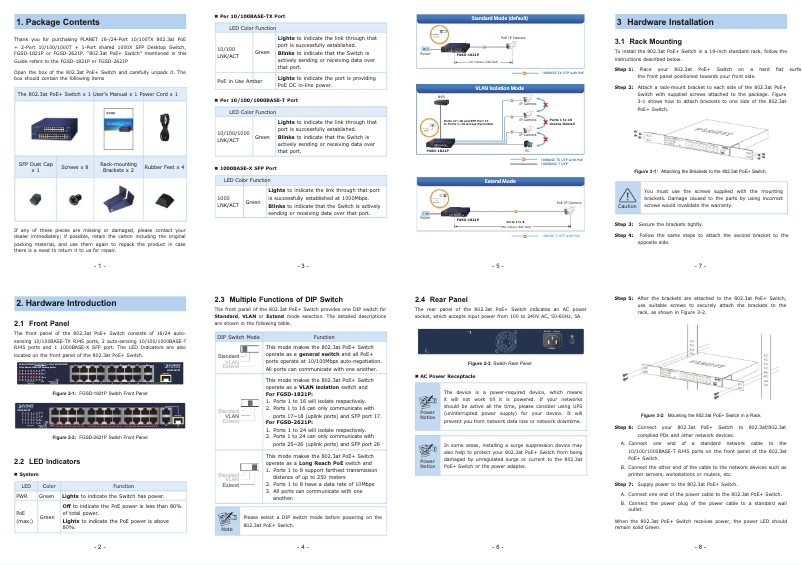 Page n°1 - Manuel utilisateur Planet FGSD-1821P