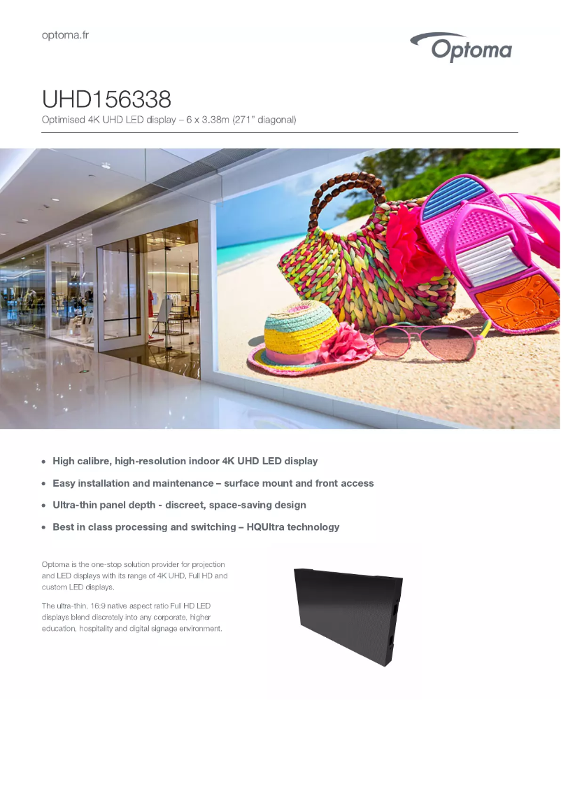 Page 1 de la notice Manuel utilisateur Optoma UHD156338