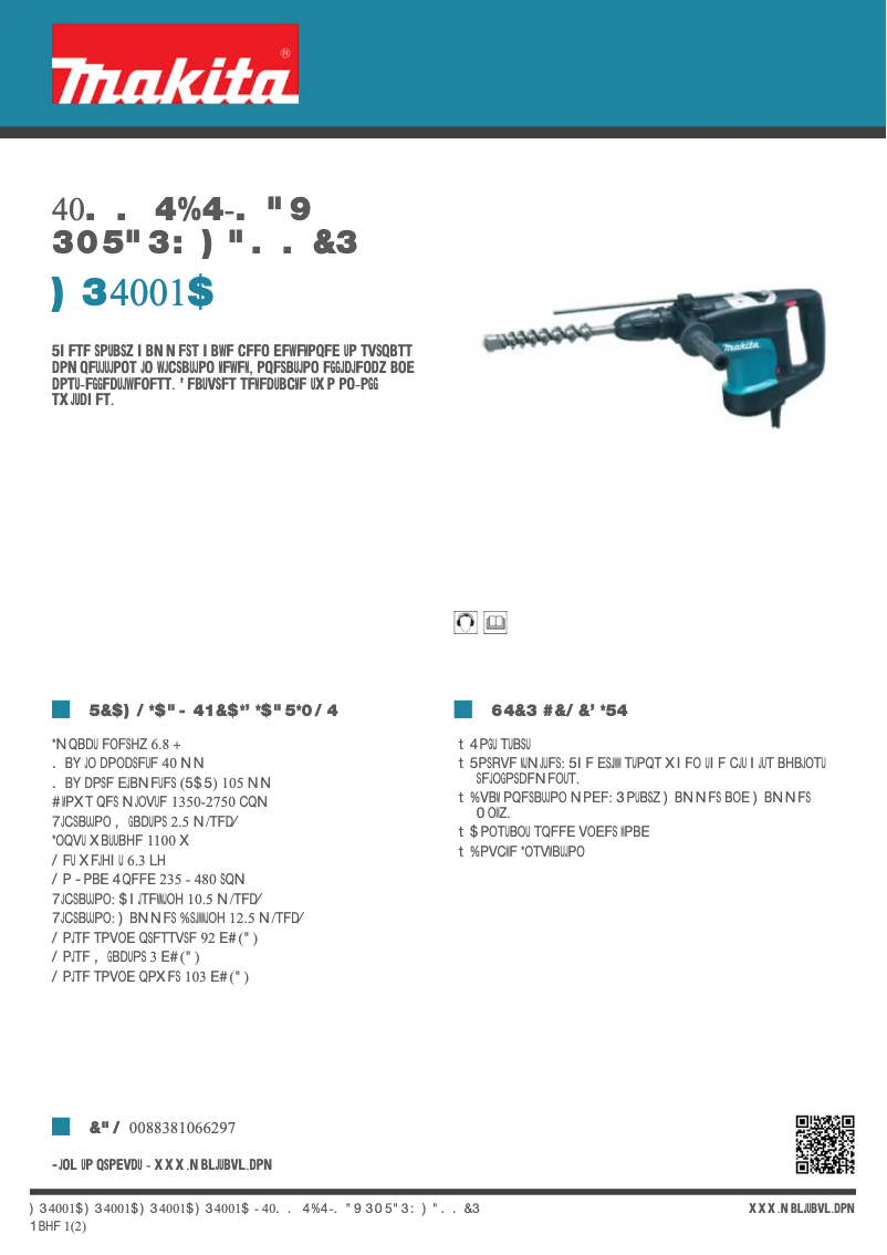 Page n°1 - Fiche technique Makita HR4001C