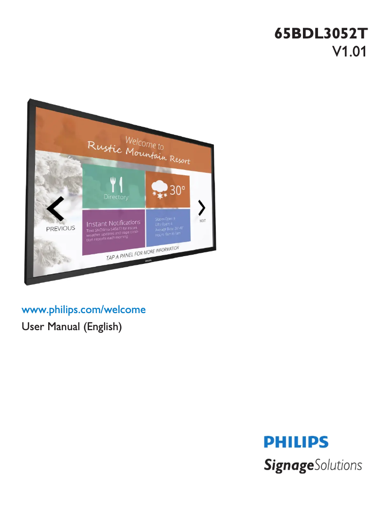 Page n°1 - Manuel utilisateur Philips Signage Solutions 65BDL3052T