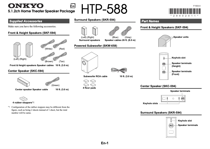 Página 1 del manual Manual de usuario Onkyo HTP-588