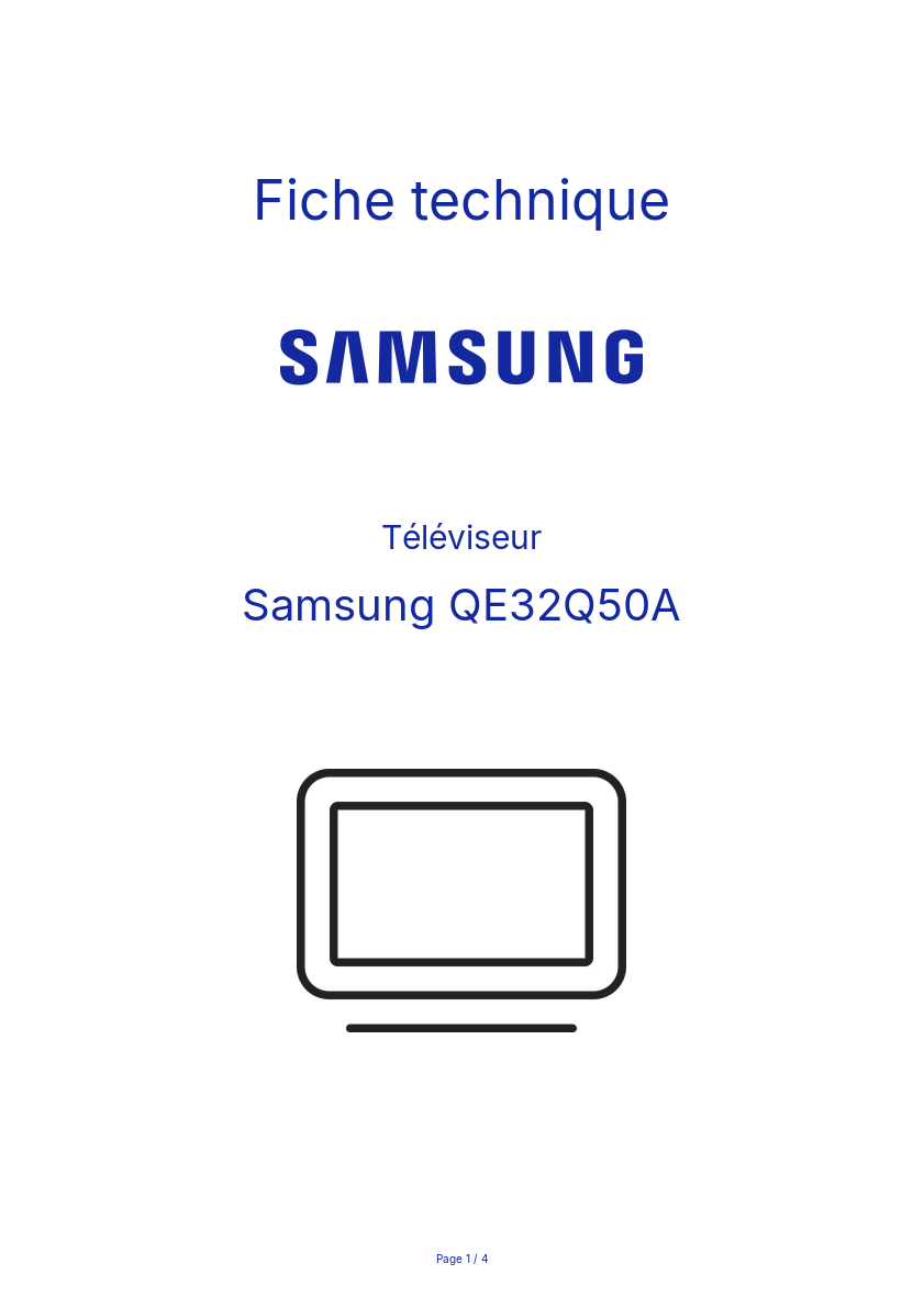 Page n°1 - Fiche technique Samsung QE32Q50A