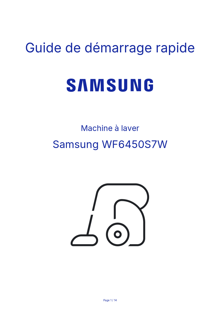 Image de la première page du manuel de l'appareil WF6450S7W