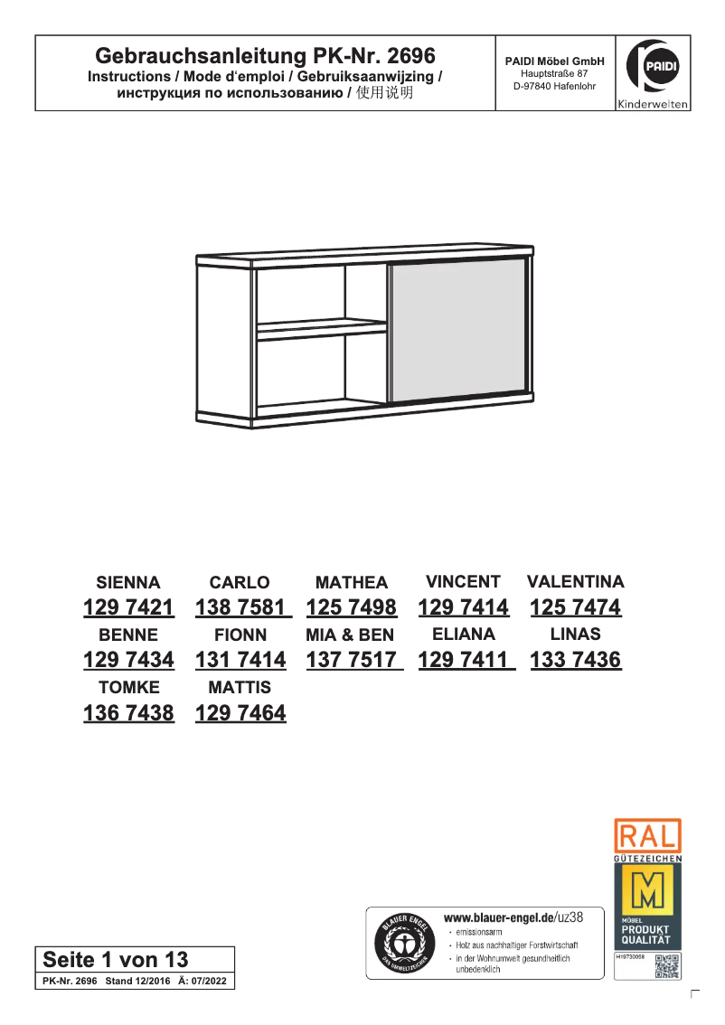Page n°1 - Manuel utilisateur Paidi Benne