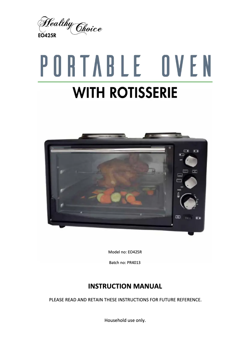 Page n°1 - Manuel utilisateur Healthy Choice EO425R