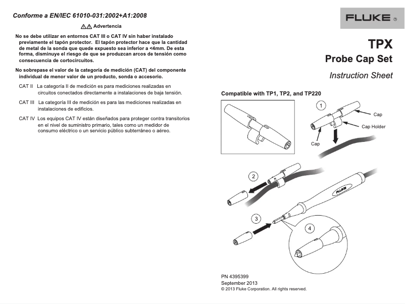 Page 1 de la notice Instructions / montage Fluke T5-1000