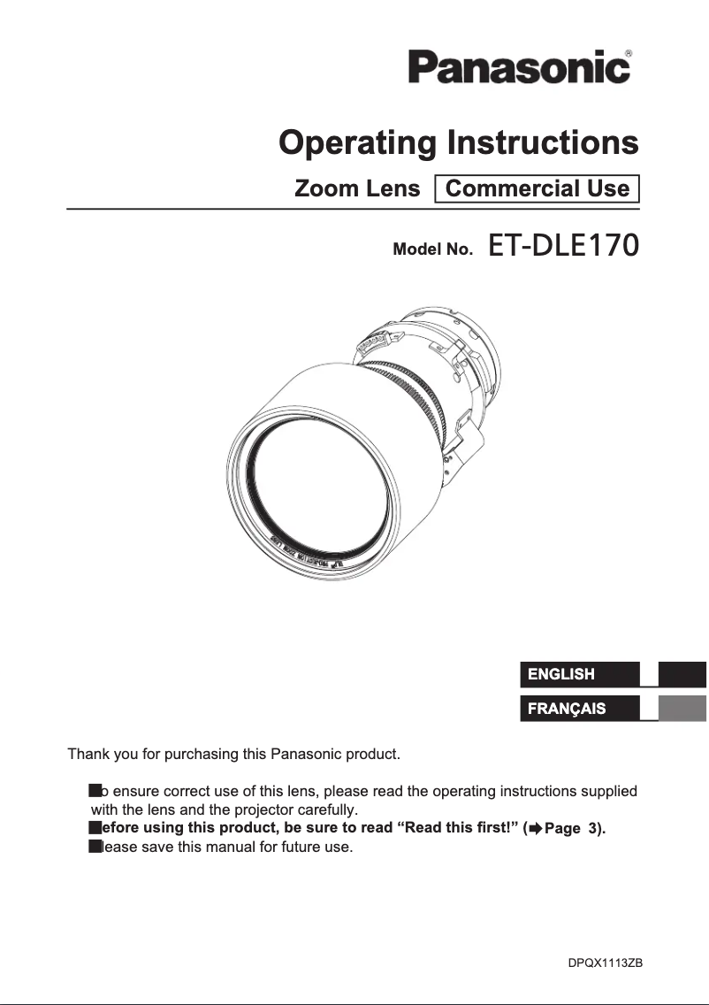 Image de la première page du manuel de l'appareil ET-DLE170