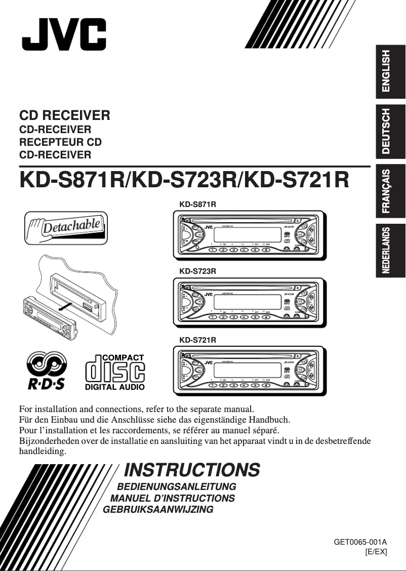 Page 1 de la notice Manuel utilisateur JVC KD-S723R