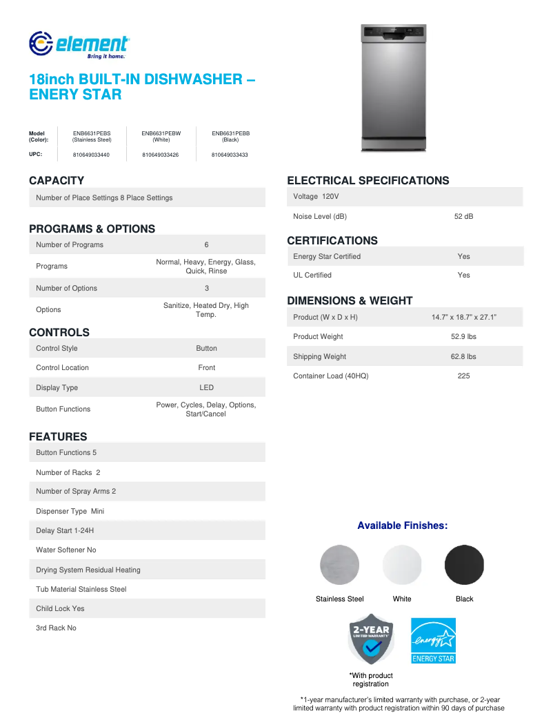 Image de la première page du manuel de l'appareil ENB6631PEBW