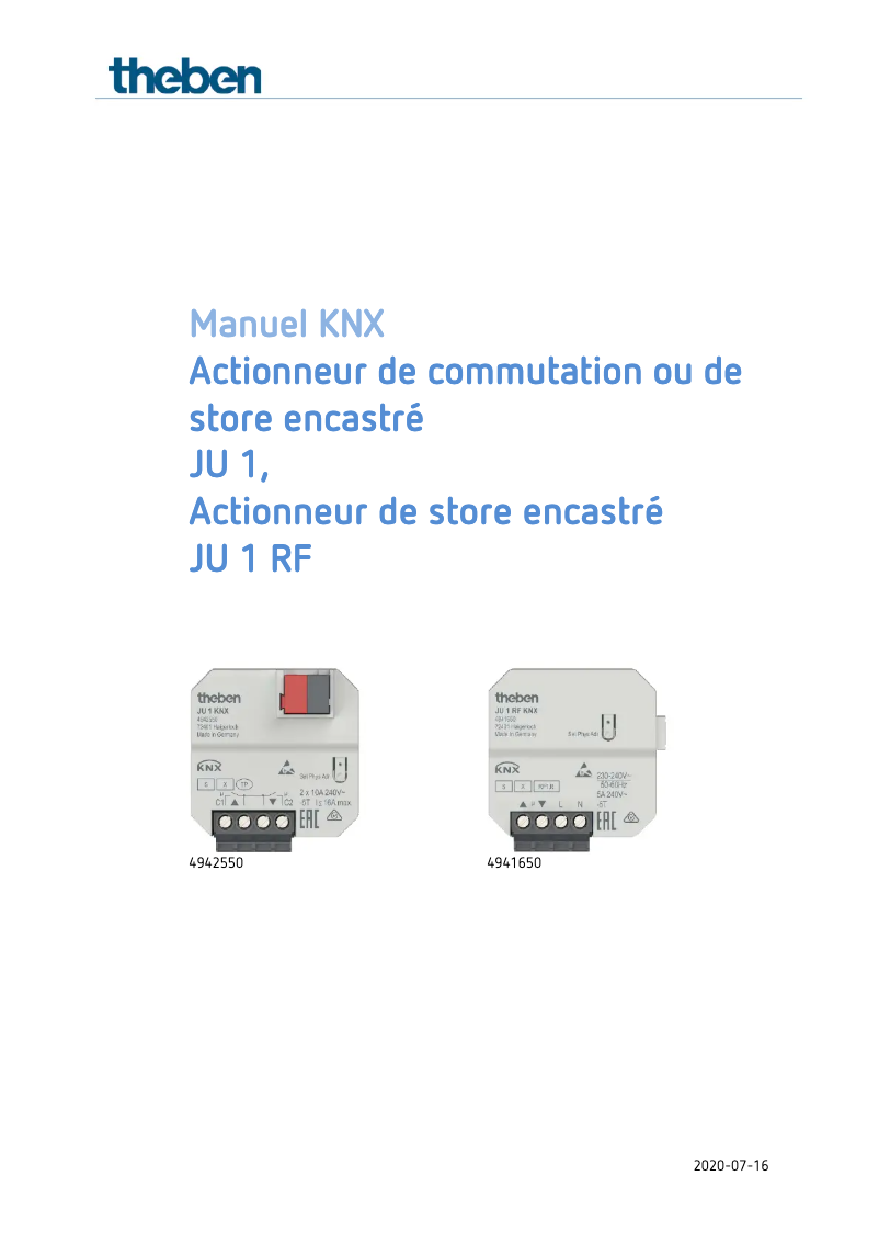 Image de la première page du manuel de l'appareil JU 1 KNX