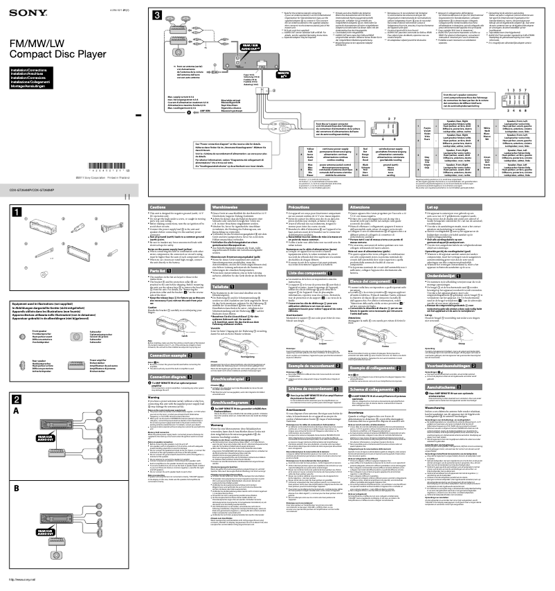 Page n°1 - Guide d'installation Sony CDX-GT264MP
