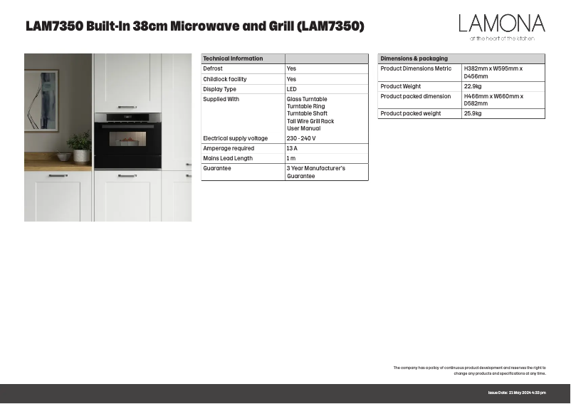 Página 1 del manual Ficha técnica Lamona LAM7350