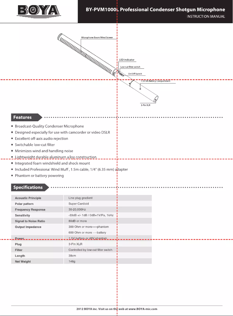 Page n°1 - Manuel utilisateur BOYA BY-PVM1000L
