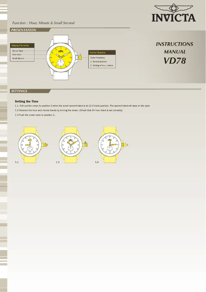 Page n°1 - Manuel utilisateur Invicta Russian Diver 12706