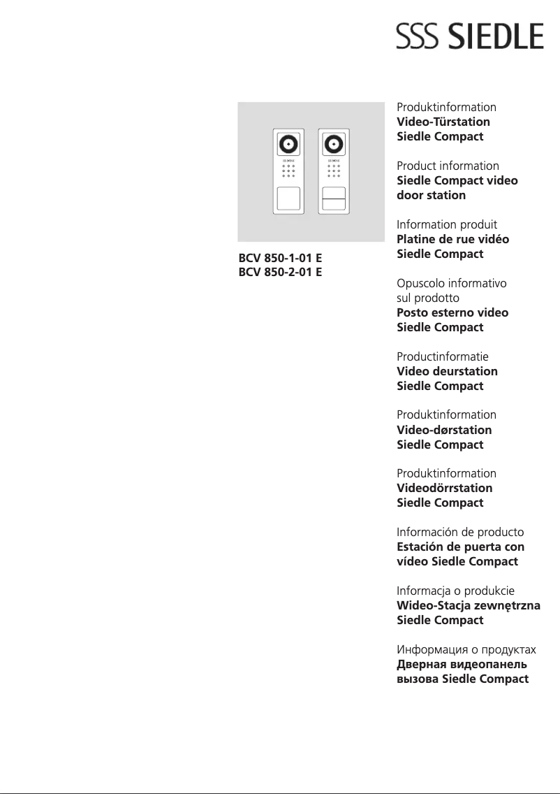 Image de la première page du manuel de l'appareil BCV 850-1-01 E