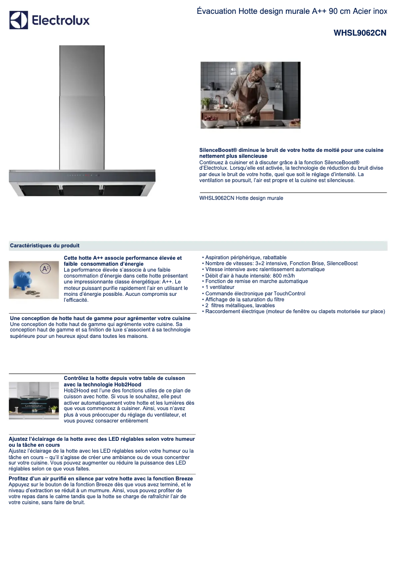 Page n°1 - Fiche technique Electrolux WHSL9062CN