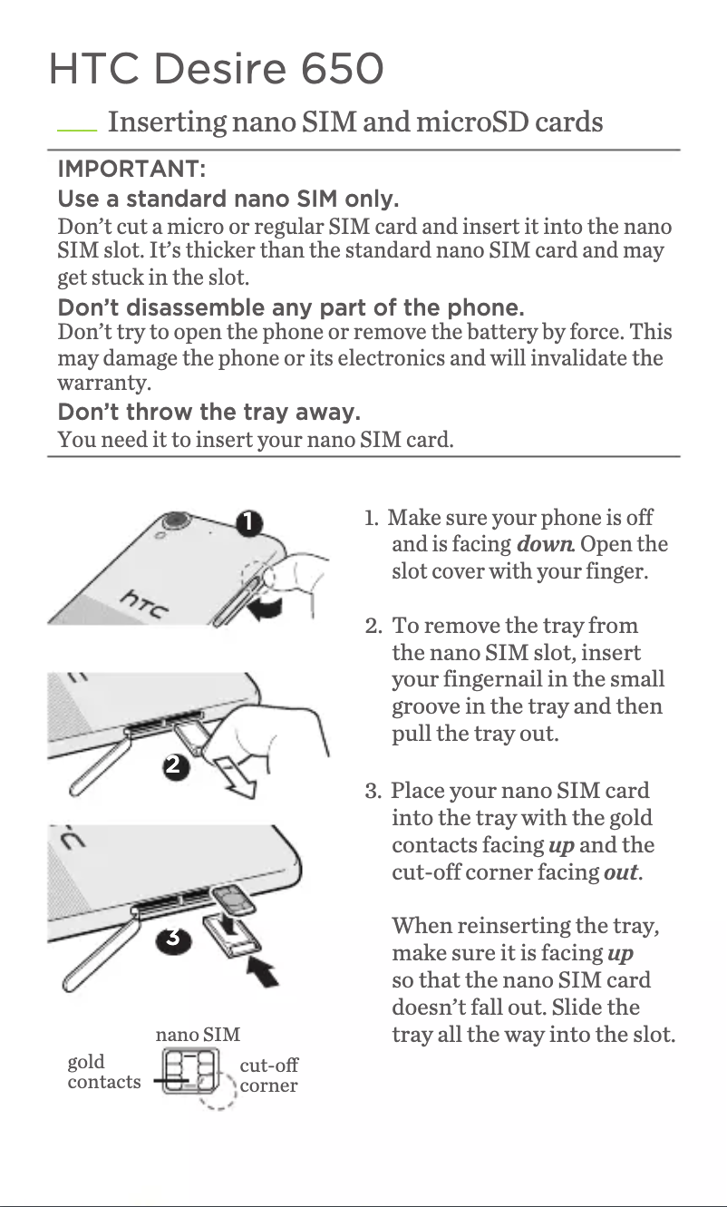 Page n°1 - Manuel utilisateur HTC Desire 650