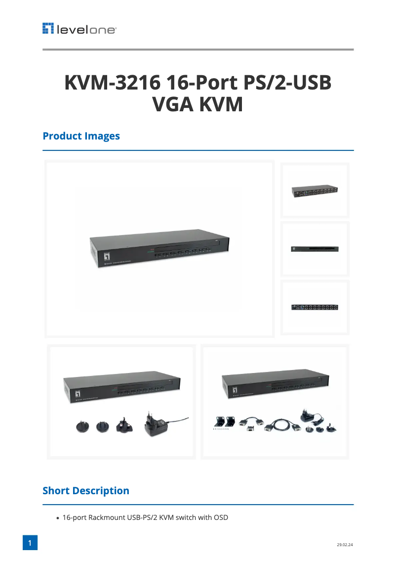 Page n°1 - Fiche technique LevelOne KVM-3216