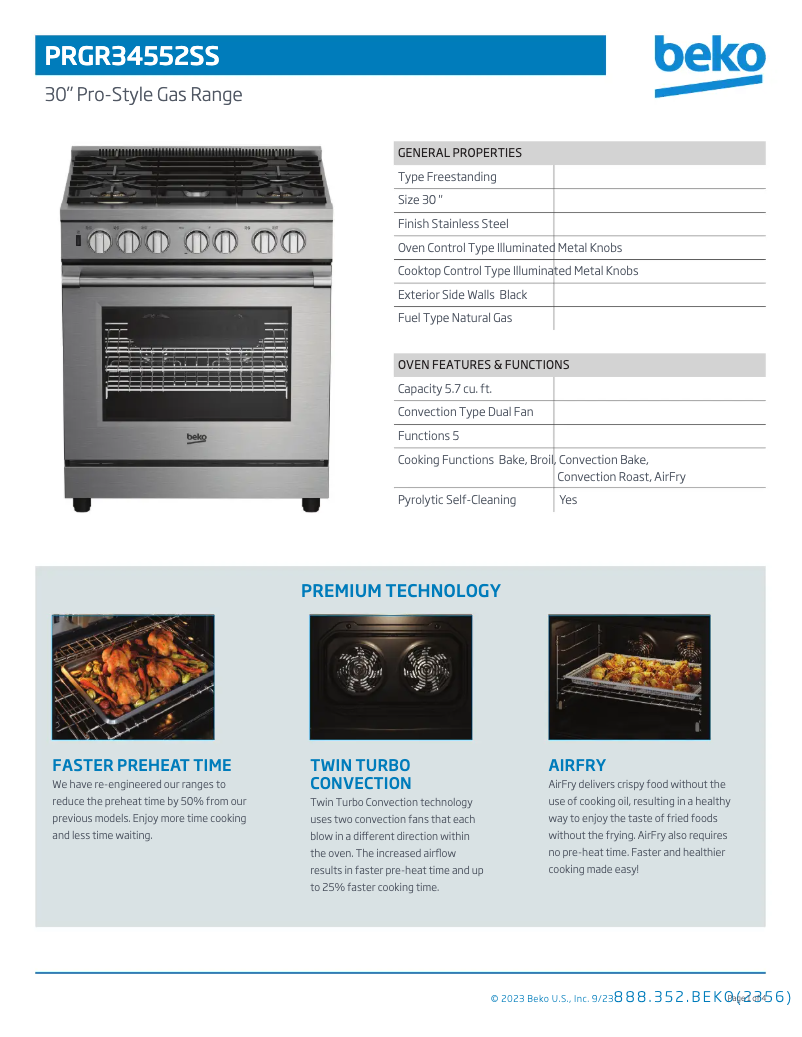 Page n°1 - Fiche technique Beko PRGR34552SS