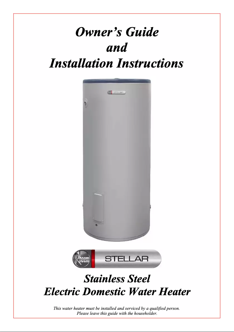 Page n°1 - Manuel utilisateur Rheem 4A1050