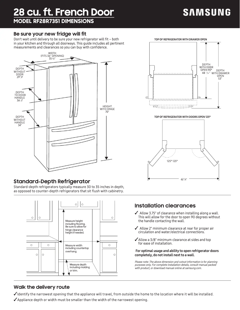 Page n°1 - Guide de mesure Samsung RF28R6201SR