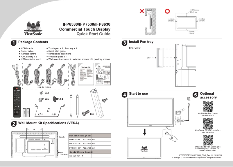 Page n°1 - Guide de démarrage rapide Viewsonic ViewBoard IFP8630