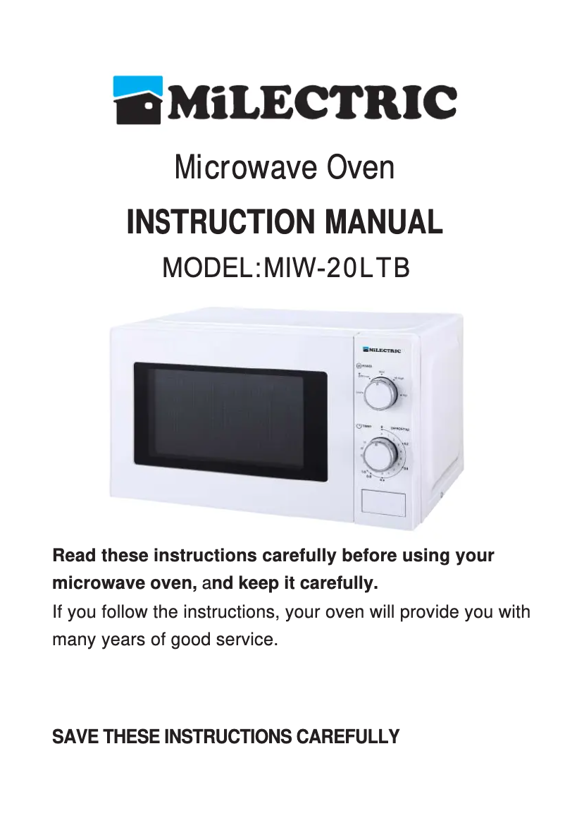 Image de la première page du manuel de l'appareil MIW-20LTB