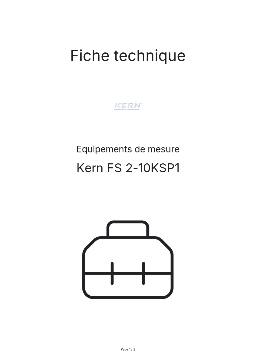Page n°1 - Fiche technique Kern FS 2-10KSP1