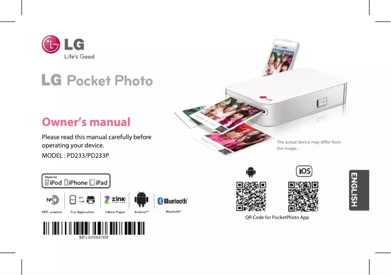 Image de la première page du manuel de l'appareil Pocket Photo PD233