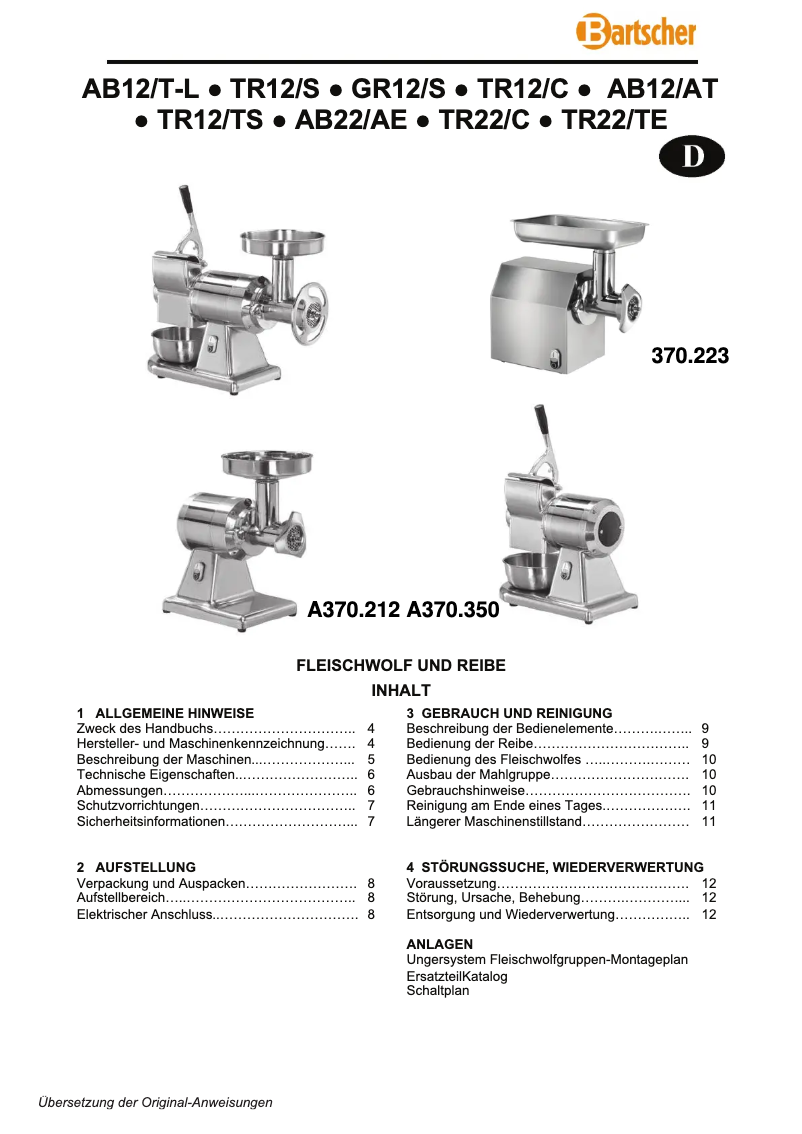 Page n°1 - Manuel utilisateur Bartscher A370350