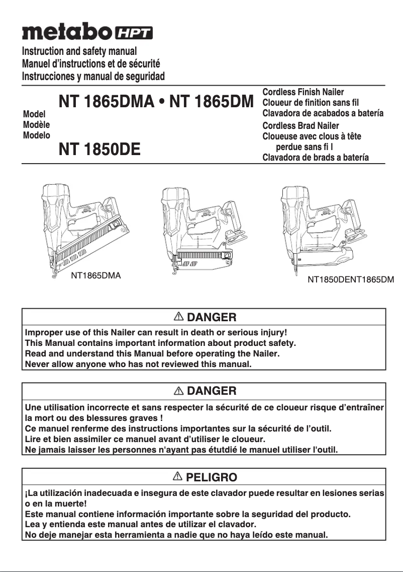 Página 1 del manual Manual de usuario Metabo NT1865DMA