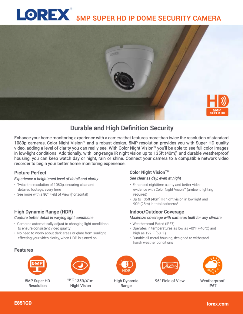 Page n°1 - Fiche technique Lorex E581CD-E